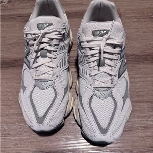 New Balance 9060 Sea Salt with concrete and silver metallic